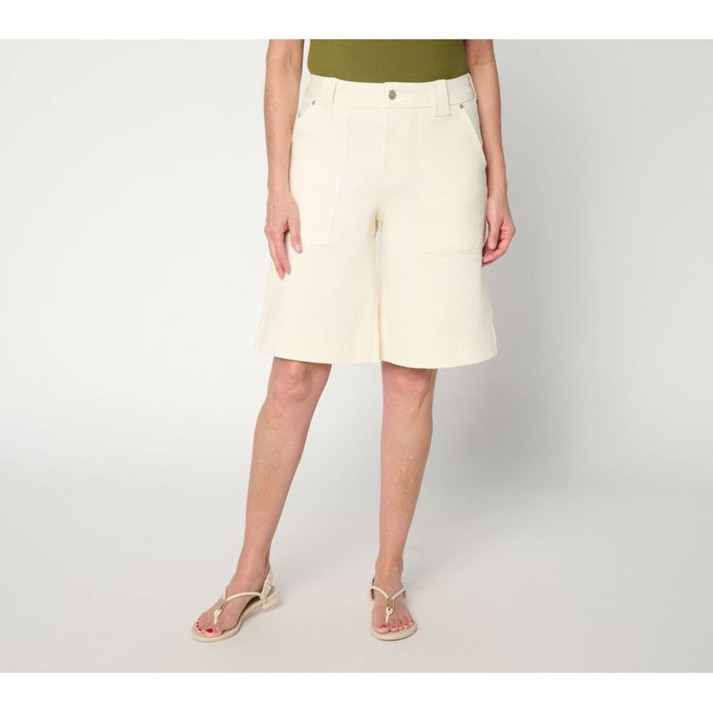 Me by Jennie Garth Women's Pants Sz 2 Denim Bermuda Shorts- Natural White